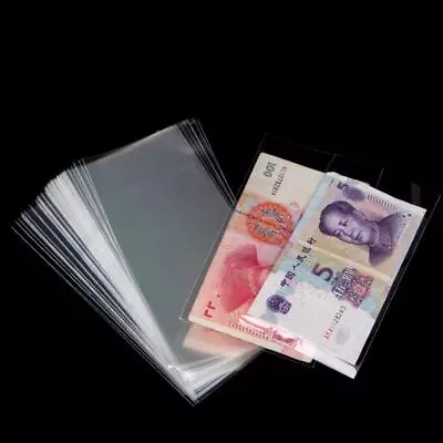 100sheets Transparent Banknote Sleeves Papers Money Collection Bag 6*13 HOT SALe • £2.83