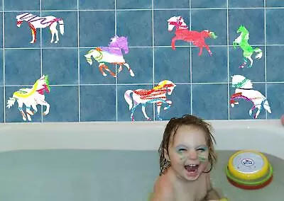 Bath Crayons For Kids With Horse Vinyl Decals - 6 Colors Easy Cleanup • $11.98