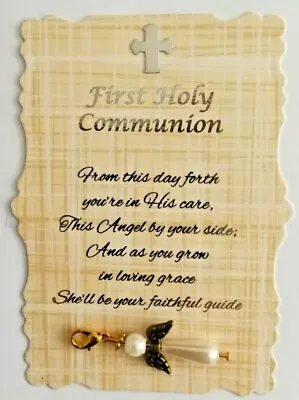 £3.25 • Buy Beautiful First Holy Communion (Neutral) Angel Charm With Verse, Keepsake, Gift