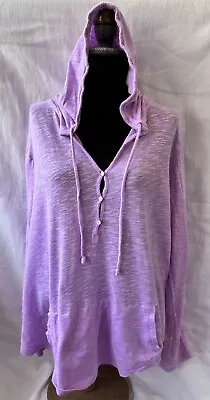 J. Jill Lavender Kangaroo Pocket Adjustable Tab Sleeve Cotton Hoodie -Size Large • $22