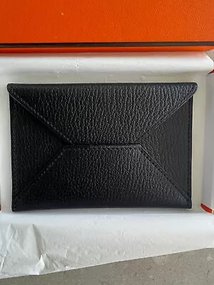 $875 • Buy Hermes Mens Wallet Envelope Black Goat Leather BRAND NEW