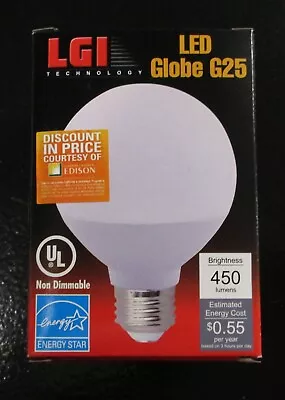 3 PACK LGI LED Globe G25 120V 90 CRI 450 Lumens 2700k • $14.99