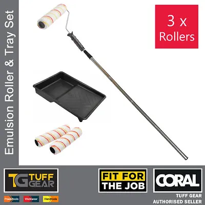 9  Emulsion Roller And Tray & Sectional Extension 0.95m Pole Painting DIY Set • £11.99