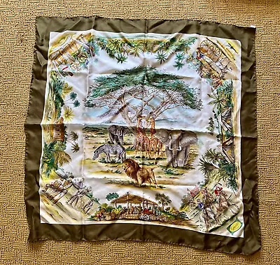 Gucci Silk Scarf - African Safari - Greens And Browns - Vintage - 34” X 34” • $75