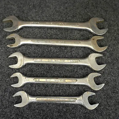 S-K Wayne 5 Piece Open End Wrench Set Forged Alloy Tools USA Made Vintage • $26.99
