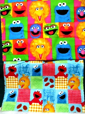 Fabric Sesame Street Elmo Cookie Oscar Big Bird Grover 2 Pc Flannel Sample $3.95 • $3.95