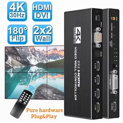 4K HDMI Video Wall Controller 2x2 HDMI DVI Video Multi Video Screen Processor  • $39.99