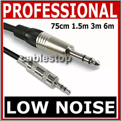 PRO 3.5mm Mini STEREO Jack To 6.35mm 1/4  TRS Audio Cable Short 75cm 1.5m 3m 6m • £6.95