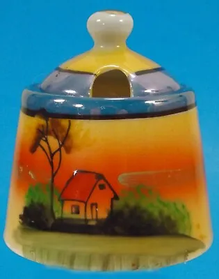 Sweet Little Lusterware Mustard Pot Showing Cottage On Island • $4.99