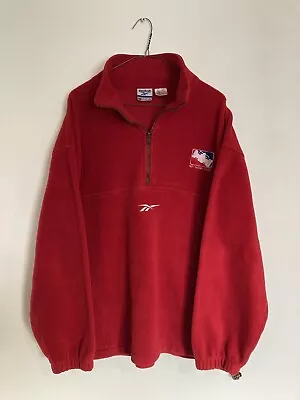 Vintage Reebok Indy Racing League Fleece Half Zip Pullover Red Men's Large IRL • $24.98