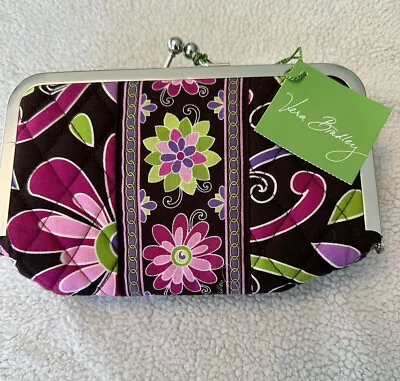 NWT Vera Bradley - RETIRED  Purple Punch” Kisslock Kiss & Make Up Cosmetic Bag • $20