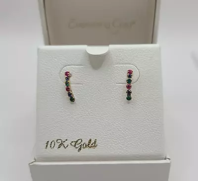 Everlasting Gold 10k Gold Lab-Created Ruby Emerald & Sapphire Stud Earrings • $24.99