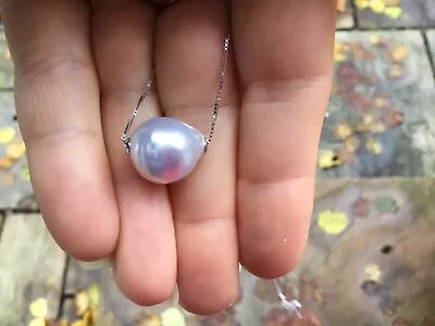 £93.99 • Buy Sterling Silver BIG Baroque South Sea Pearl Necklace EXTREMELY RARE FIND