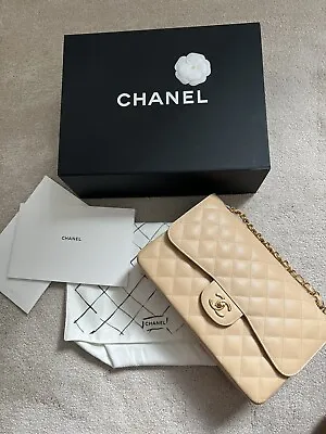 Chanel Jumbo Double Flap Bag In Beige   • £6999