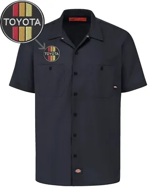 TOYOTA Retro Patch DICKIES Short Sleeve Mechanic Work Shirt Classic S-5X • $35.95