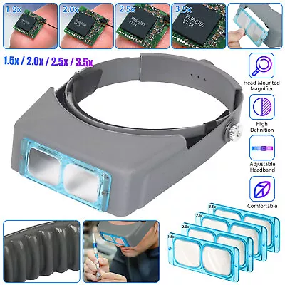 Headband Magnifying Visor Glass Magnifier Watch Jeweler Repair Tool With 4 Lens • $19.48