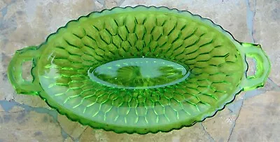 Vintage Indiana Glass Emerald Green Glass Honeycomb Pattern Candy/nut Oval Dish • $14.95