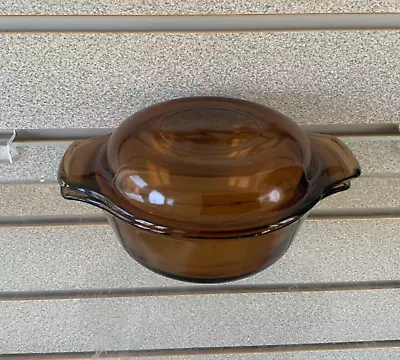 💥Vtg Fire King Anchor Hocking Amber Baking Casserole Dish #472 Microwave Safe💥 • $7.96