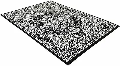 Traditional Rug For Living Room Antiqued Oriental Black And White Area Rug... • $89.99