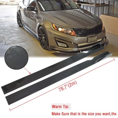 $99.11 • Buy For Kia Optima 78.7  Carbon Fiber Side SKirt Extension Spoiler Rocker Panel Lip