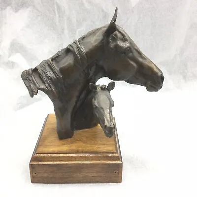 Nina Kaiser Time To Meet Horse & Foal Sculpture Wood Base Figure Figurine • $236
