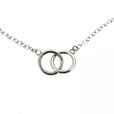 Double Circle Good Karma Solid Sterling Silver Pendant Necklace  • £30