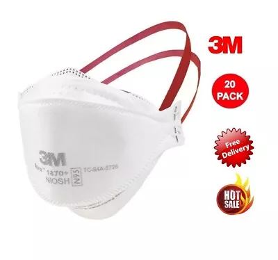 3M Aura Flat Fold 1870+ N95/P2 Particulate Respirator Masks (20 Pack) • $42