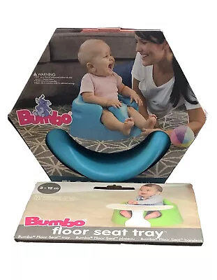 BUMBO Infant BABY Floor SEAT With PLAY Feeding TRAY Buckle Safety Straps BLUE • $39.99