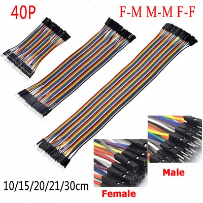 40P Dupont Jumper Wire F-M M-M F-F Arduino Breadboard Cable Lead 10/15/20/30cm • $3.33