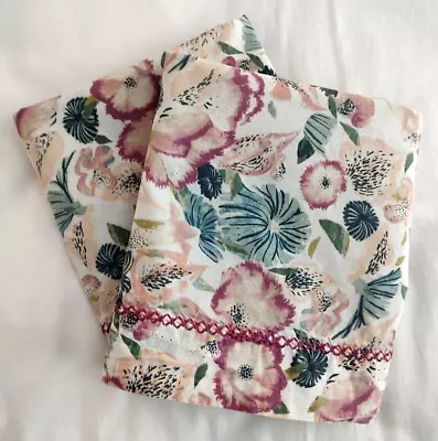 Opalhouse Pillowcases Cotton Standard Sz Purple Green Floral Boho Target 2 Pc • $18.75