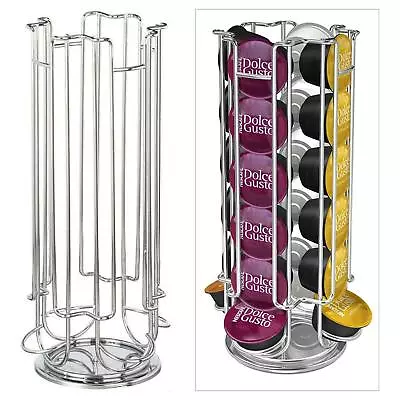 Revolving Rotating 24 Capsule Coffee Pod Holder Tower Stand Rack For Dolce Gusto • £10.95