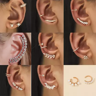 Ear Cuff No Piercing Earrings Cartilage Helix Clip On Ear Cuff Wrap Sets UK Sell • £2.79