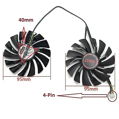 MSI GTX1080Ti / 1080 / GTX1070Ti / 1070 / GTX1060  RX580 ARMOR Graphics Fan 95MM • $23.64