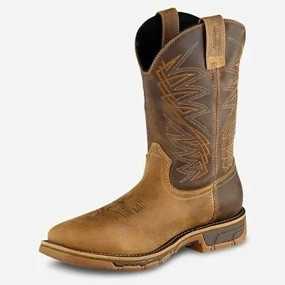 Mens Retro Embroidery Cowboy Mid Calf Boots Casual Square Toe Shoe Knight Riding • $35.19