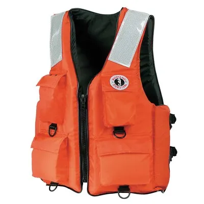 Mustang 4Pocket Work Flotation Life Vest Jacket Orange XXL 2XL USCG Type III PFD • $83.85