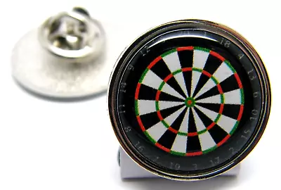 Dartboard Darts Board Sport Badge Lapel Pin Gift 22mm Large Round Silver • £2.99