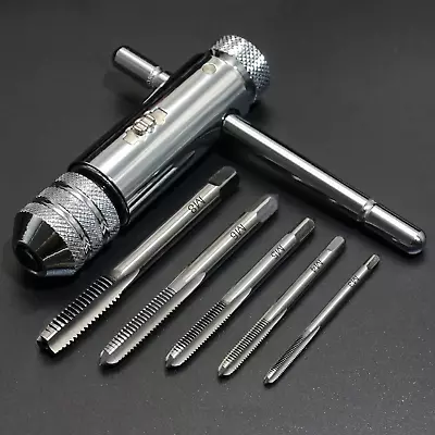 Ratchet T Handle Tap Wrench + 5Pcs M3 M4 M5 M6 M8 Machine Screw Metric Thread Mi • $13.86