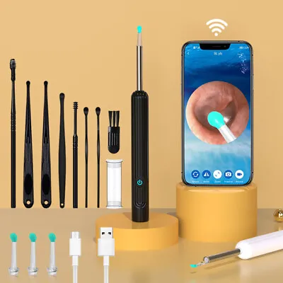 Wireless WiFi Ear Wax Remover Camera Ear Endoscope Spoon Pick Cleaning Tool Kit • £10.89