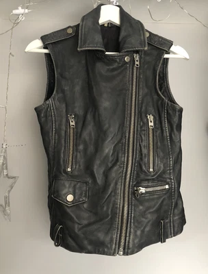£29.95 • Buy Topshop Distress Real Leather Vintage Afghan Coat Jacket Topshop Uk 8 Allsaints