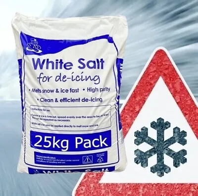 White Rock Salt De-icing 25KG Melt Winter Snow Ice Driveways Road Paths Gritting • £16.95