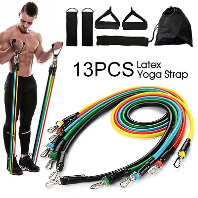 13PCS Elastic Latex Yoga Strap Resistance Bands Exercise Home Gym Tube Fitness • $28.99