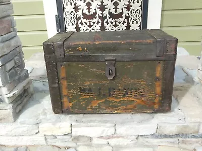 Vintage Military Wood Chest Major DIXON Army Strongbox 24  X 15  X 13  • $299.95