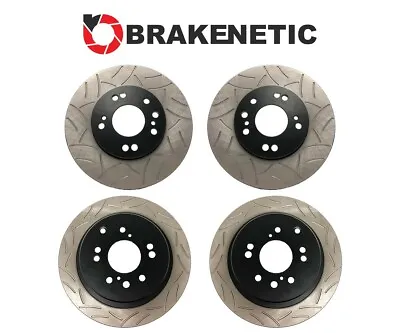 F&R BRAKENETIC Premium GT Slot Brake Rotors 26mm Z32 300ZX Conversion 4/5LUG • $487.26