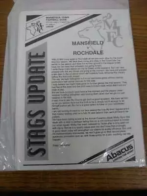 28/01/1995 Mansfield Town V Rochdale [Postponed Programme With 4 Page Up-Date Fo • £4.99