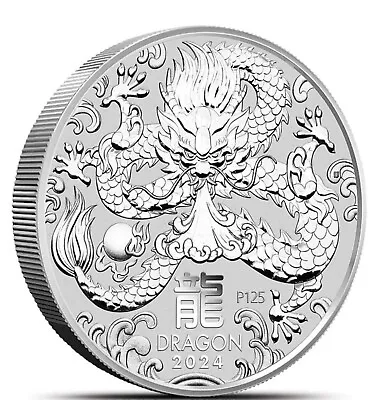 2024 - 5 Oz Australian Lunar Year Of The Dragon .9999 Silver Coin BU In Capsule • $218.58