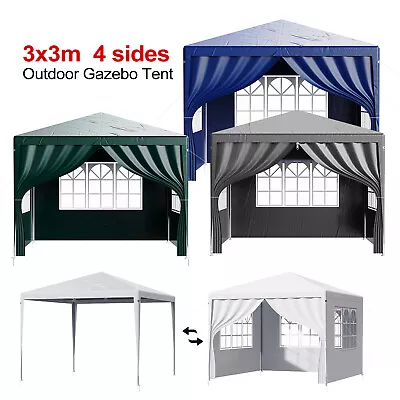 3x3/4/6m Gazebo Garden Marquee Awning Beach Party Camping Tent Canopy With Sides • £49.99