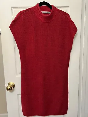 Athleta Pinewood Sweater Dress Extra Fine Merino Wool Women's M Red Mock Neck • $18.71