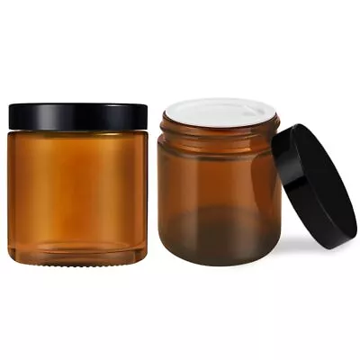 4 Oz Small Glass Containers With Lids 2 Pack Amber Glass Jars With Black Lid... • $18.75