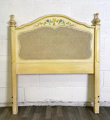 Vintage French Provincial Hollywood Regency Caned Hand Painted Twin Headboard • $279.20