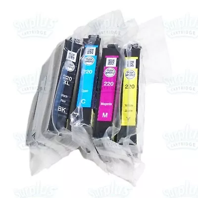 4pk Genuine Epson 220XL Black & 220 Color Ink WF2630 WF2760 WF2660 (NOT Initial) • $25.99